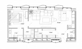 Пентхаус 4Б, Элитный дом «Chkalov», Земляной Вал ул., вл. 37, 66,8 кв.м