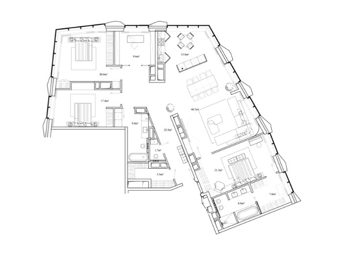 Пентхаус 3А, Элитный дом «Chkalov», Земляной Вал ул., вл. 37, 177,9 кв.м