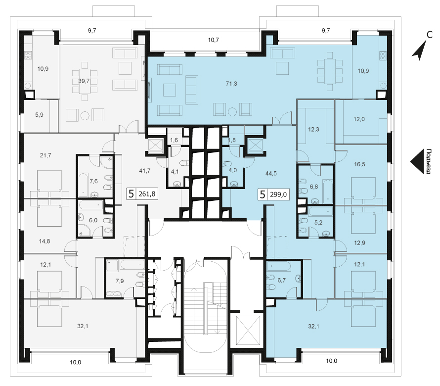 Пентхаус с террасами в комплексе элитных особняков «Полянка 44», Б. Полянка, 44, Корпус Камелия, 299 кв. м