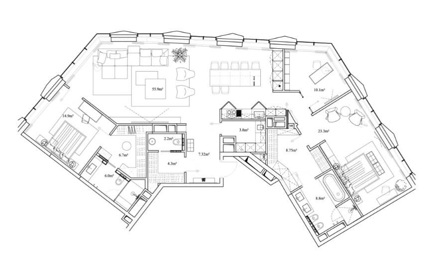 Пентхаус 1А, Элитный дом «Chkalov», Земляной Вал ул., вл. 37, 152.1 кв.м