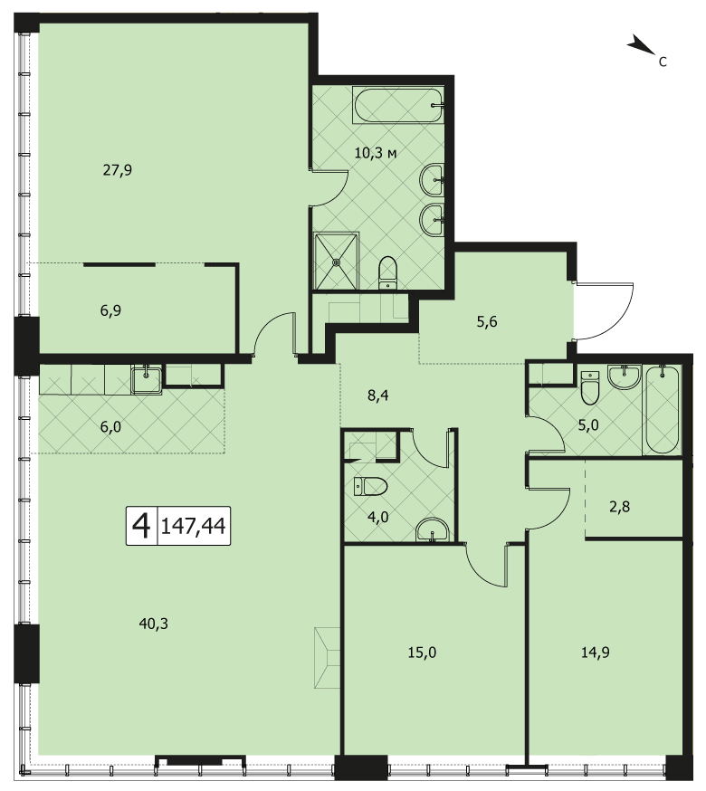 Пентхаус в ЖК «West Garden», ул. Минская, Корпус 7, 147.44 кв. м