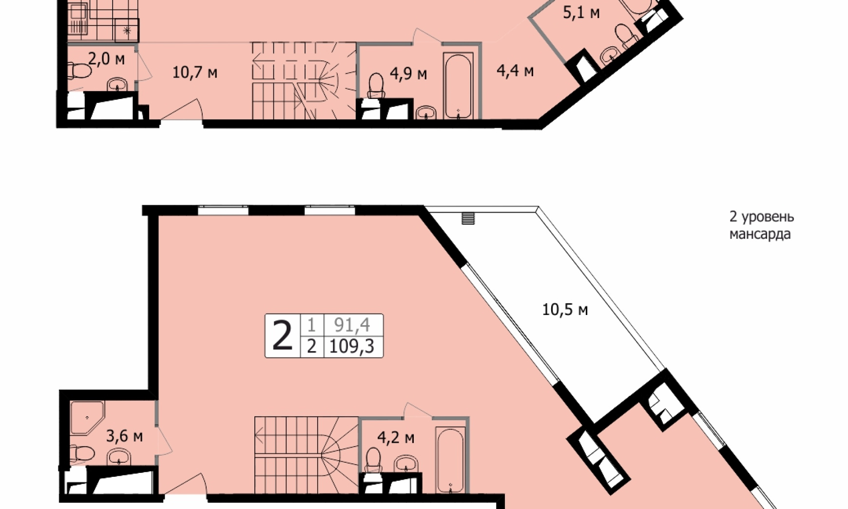 Двухуровневый пентхаус 177.2 кв. м, Серебряническая наб., вл. 7-11, ЖК «Titul» (Титул), Корпус Florin