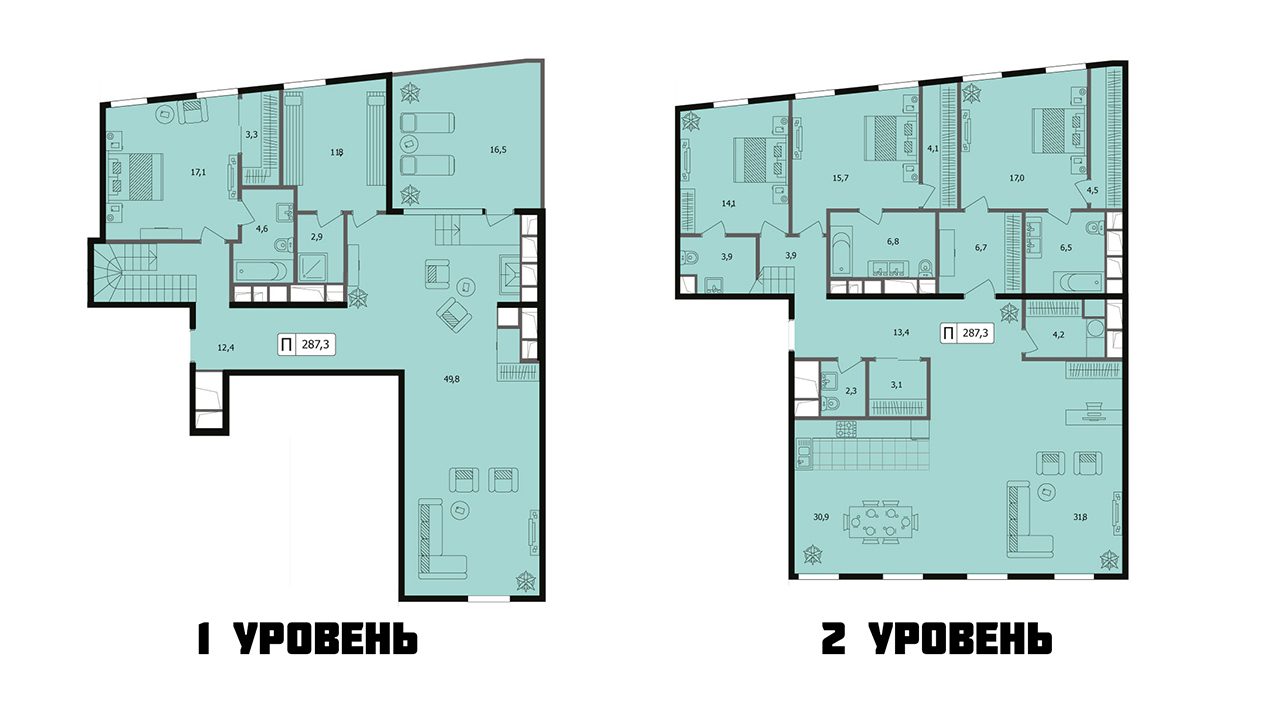 Двухуровневый пентхаус 296,4 кв. м, Серебряническая наб., вл. 7-11, ЖК «Titul» (Титул), Корпус Solid