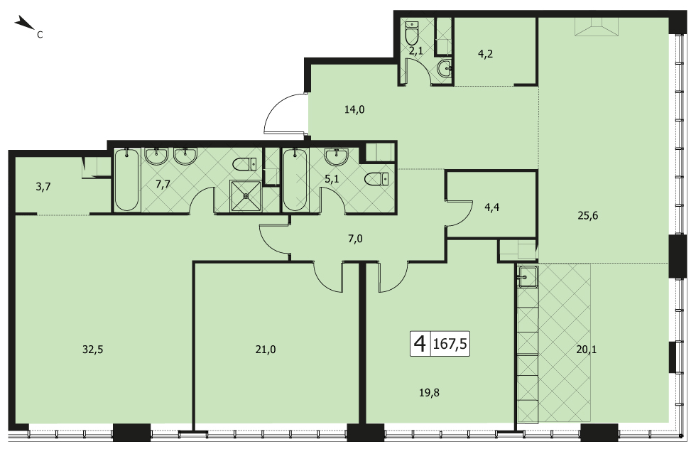 Пентхаус в ЖК «West Garden», ул. Минская, Корпус 7, 167.5 кв. м
