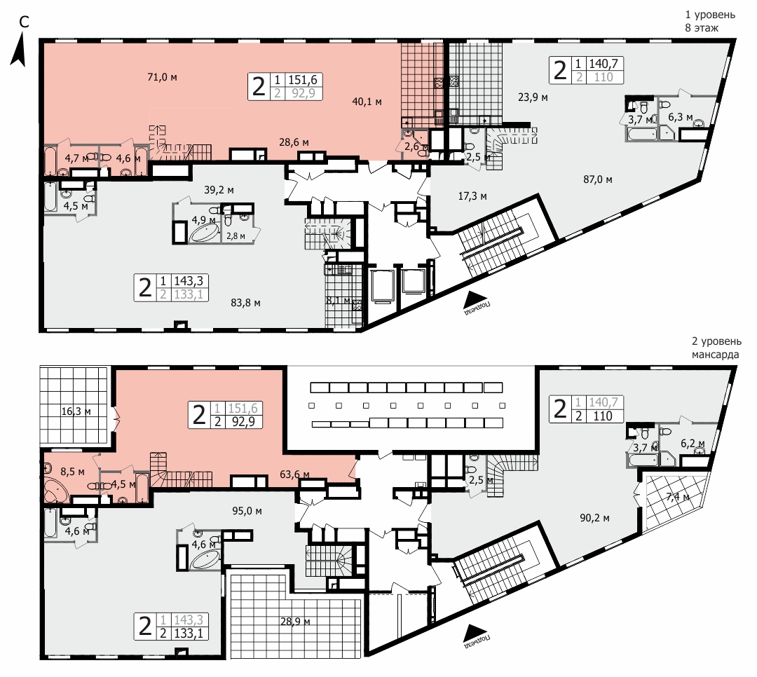 Двухуровневый пентхаус 245,4 кв. м, Серебряническая наб., вл. 7-11, ЖК «Titul» (Титул), Корпус Aureus